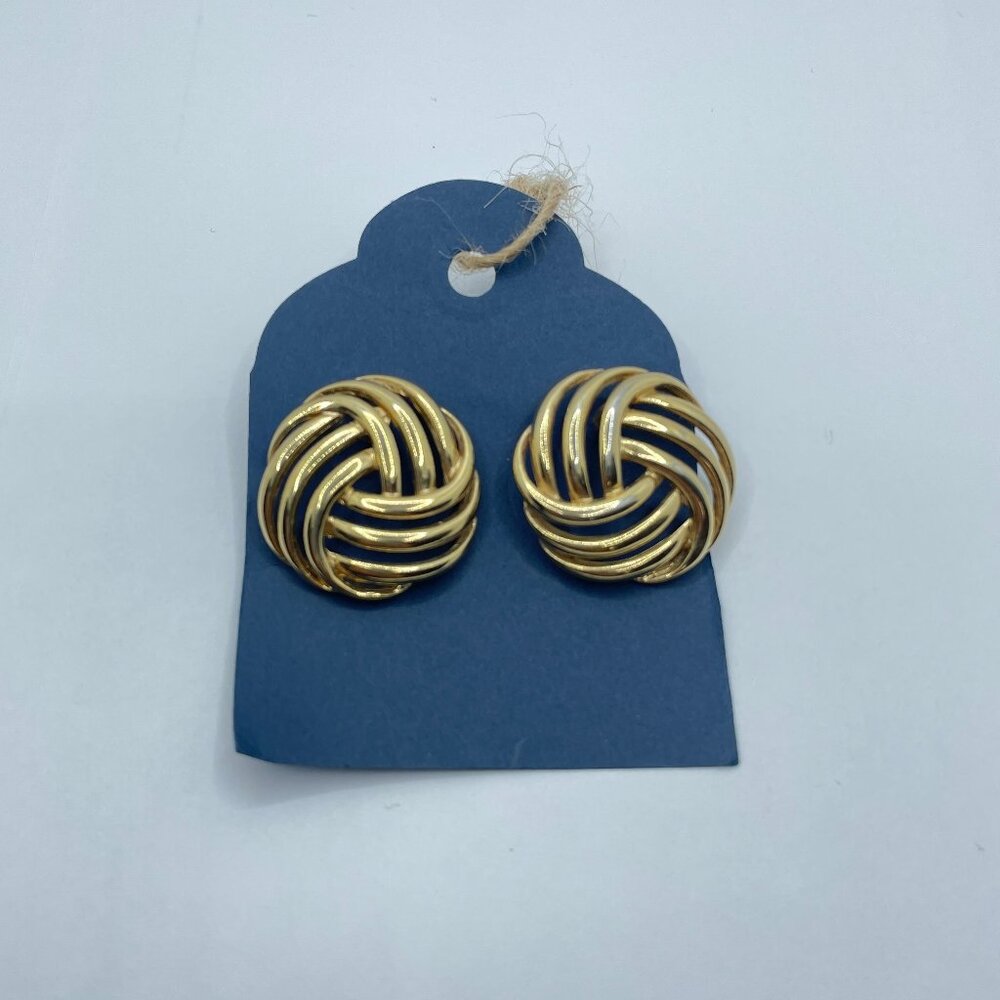 Vintage Gold‎ Tone Love Knot Costume Jewelry Earrings | Retro Glam